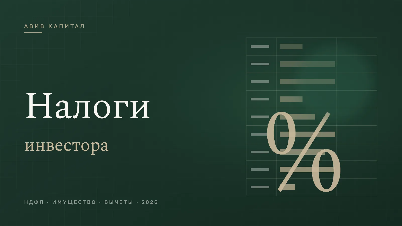 Налоги инвестора в недвижимость — фирменная обложка АВИВ КАПИТАЛ